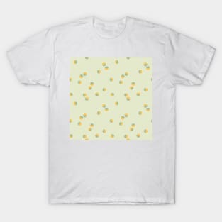 Scattered Dots Minimalist Geometric Pattern - Marigold and Green T-Shirt